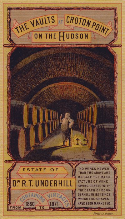 Carte publicitaire américaine pour les caves à vin de Croton Point, New York - American School
